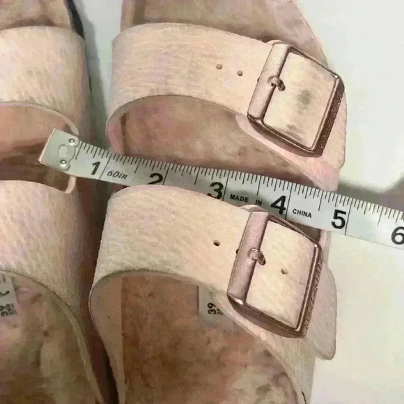 Birkenstock Arizona Microfiber Shearling Sandals Desert Dust Light Rose Sz 39 - Picture 8 of 10